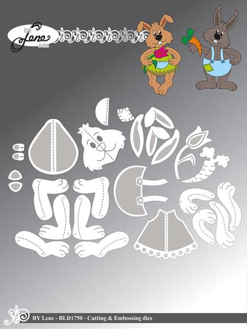 By Lene dies Lange rabbits Ansigt 3,5x3,3cm